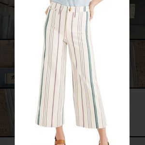 Madewell Emmett Wide-Leg Crop Pants in Pink Stripe
